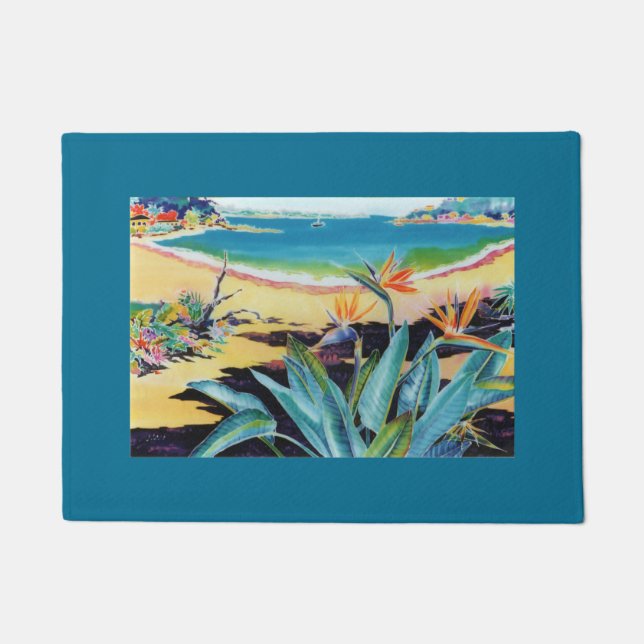 Paillasson Hawaii Beach Bird of Paradise Peinture (Devant)