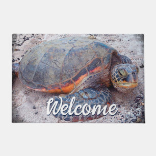Paillasson Hawaii Honu Sea Turtle Photo Bienvenue Script Bold