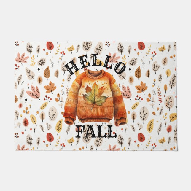 Paillasson Hello Fall Feuilles Simple Foliage Motif Harvest (Devant)