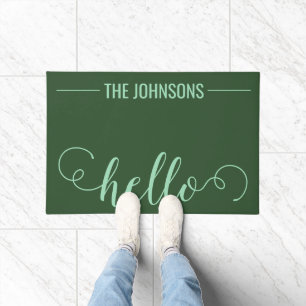Paillasson HELLO Nom de famille personnalisé Welcome Mat Hunt