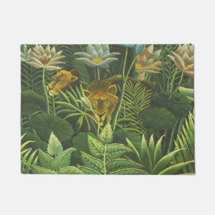 Paillasson Henri Rousseau Jungle Tropical Lion Impression Vin