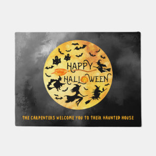 Paillasson HEUREUX HALLOWEEN, Sorcières volantes, Fantômes & 