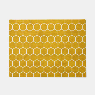 Paillasson Hexagone Motif Hexagon Jaune