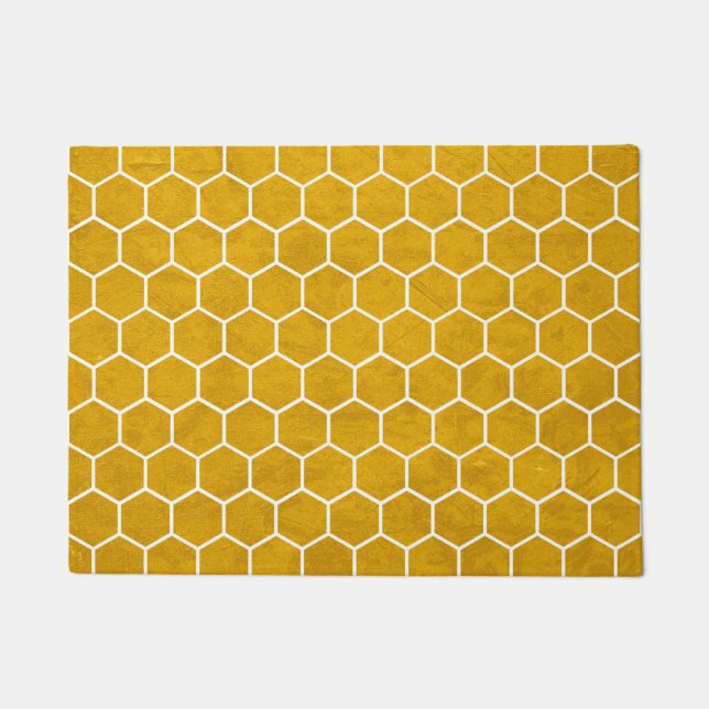 Paillasson Hexagone Motif Hexagon Jaune (Devant)