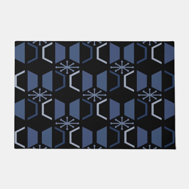 Paillasson Hexagones de l'âge atomique Bleu noir (Devant)