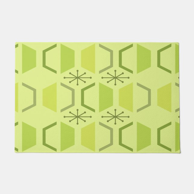 Paillasson Hexagones modernes du milieu du siècle Chartreuse (Devant)
