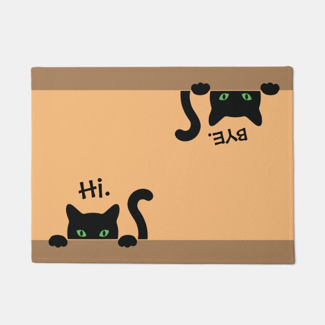 Paillasson Hi Bye Cat Doormat Nouveau Accueil Cadeau Mariage  (Devant)