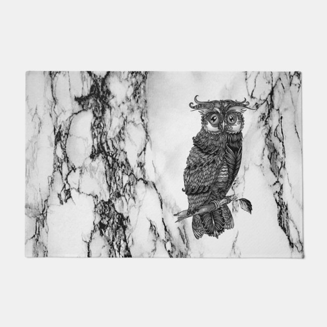 Paillasson Hibou camouflé sur marbre (Devant)