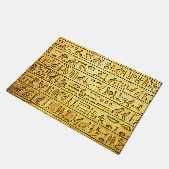 Paillasson Hiéroglyphes égyptiens anciens mat jaune (Incliné)