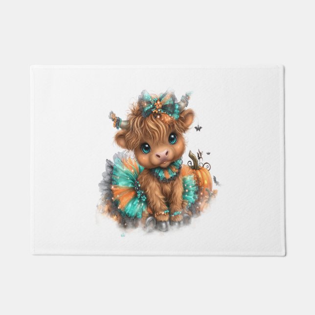 Paillasson Highland Cow Farm Halloween (Devant)