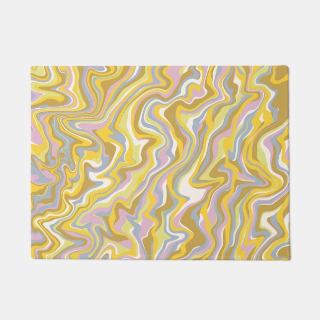 Paillasson Hippie les années 70 Marbre Vert Liquide Swirl Boh (Devant)