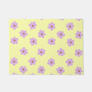 Paillasson Hippie Retro Purple Jaune Fleur Y2K Motif