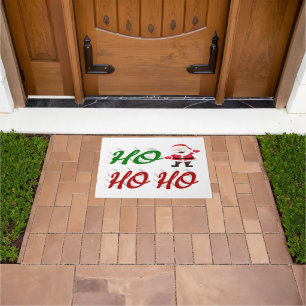 Paillasson Ho Ho Ho Santa Claus Noël rouge vert script