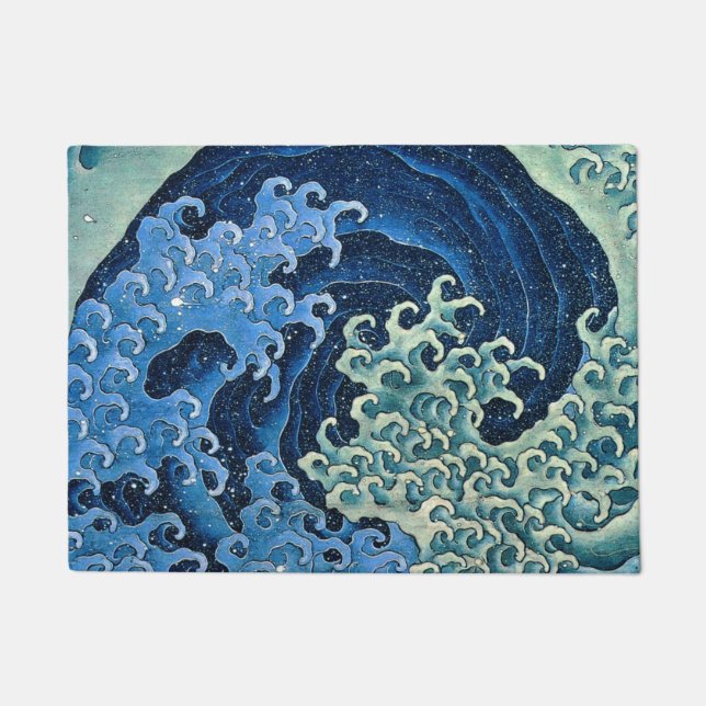 Paillasson Hokusai Vague féminine Océan Vintage (Devant)