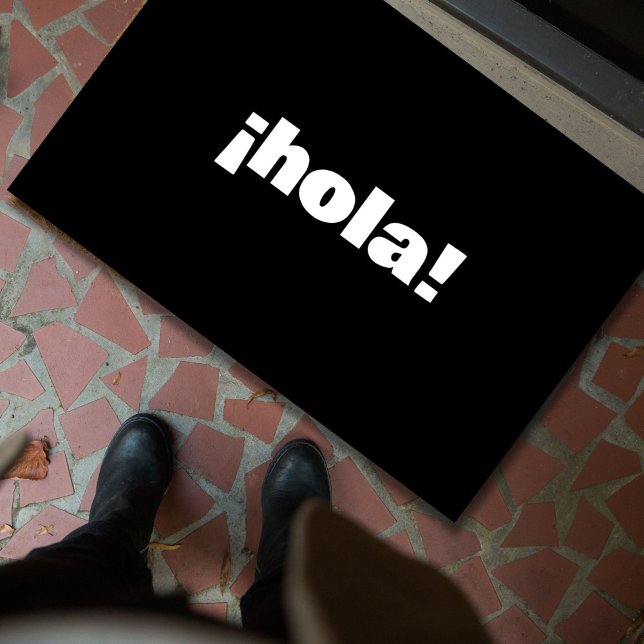 Paillasson HOLA Espagnol Moderne minimaliste Typographie (¡hola! A modern minimalist Spanish Latino hello to welcome your guests!)