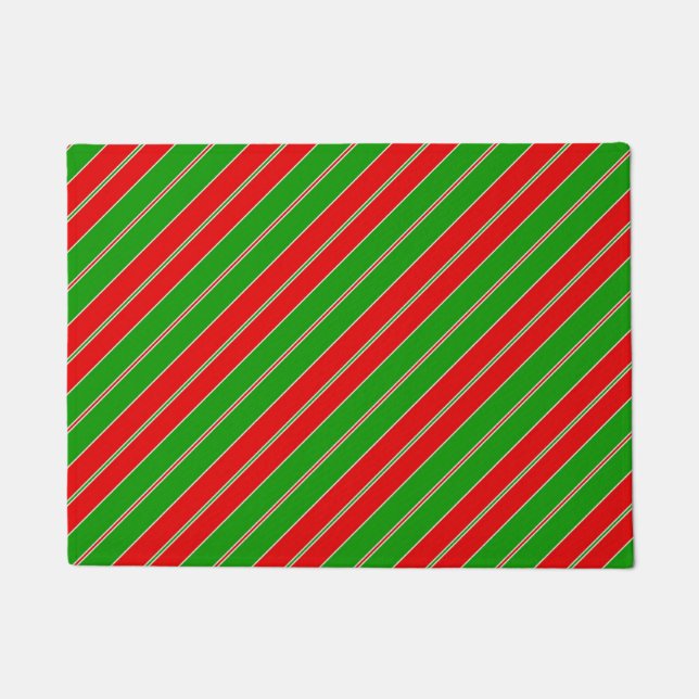 Paillasson Holiday stripes in red and green (Devant)