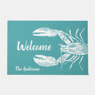 Paillasson Homard bleu blanc et Turquoise Personnalisé