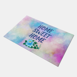 Paillasson Home Sweet Home Aquarelle colorée Texte floral