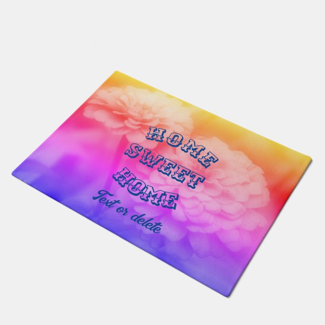 Paillasson Home Sweet Home Fleur Zinnia Personnalisée (Incliné)