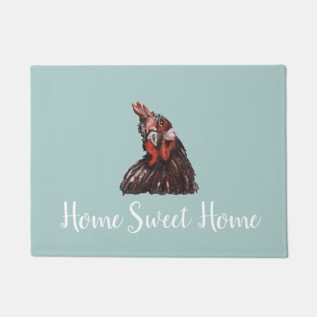 Paillasson Home Sweet Home Rooster Gris Plancher Mat (Devant)