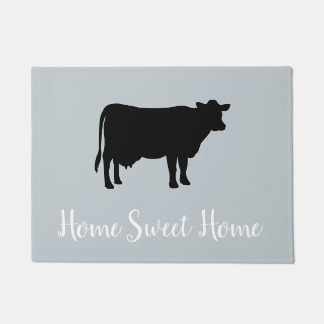 Paillasson Home Sweet Home Vache Ferme Gris Plancher Mat (Devant)
