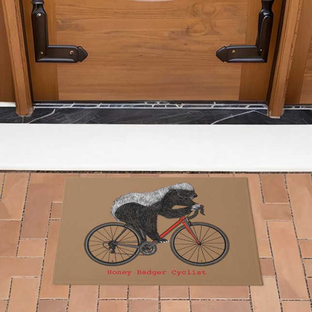 Paillasson Honey Badger Cycling Funny Animal Cyclist Humour (Honey badger on bicycle cycling fun cyclists door mat)
