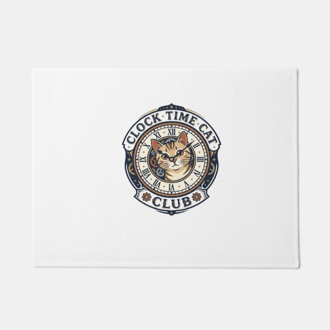 Paillasson Horloge Temps Chat Chat Graphique Tee Art - Horlog (Devant)