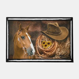 Paillasson Horse cowboy Hat Lasso Western