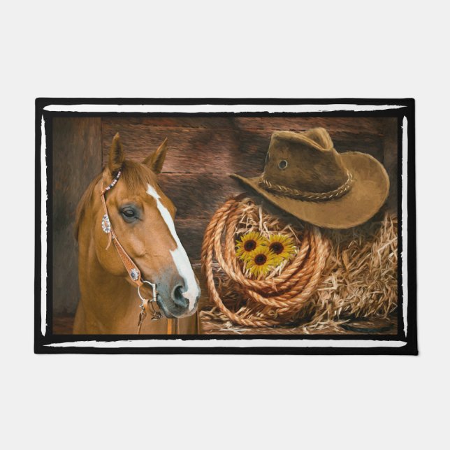 Paillasson Horse cowboy Hat Lasso Western (Devant)