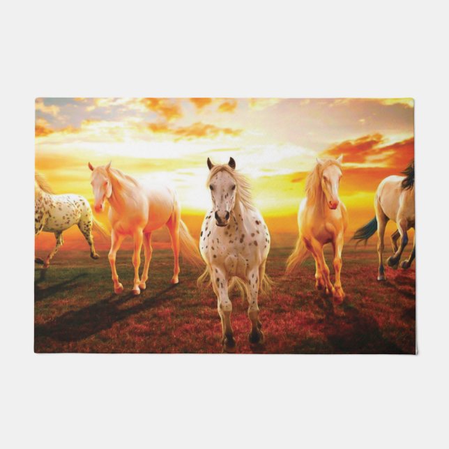 Paillasson Horses at sunset throw pillow (Devant)