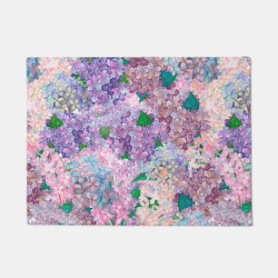 Paillasson Hortensia et lilas pourpres bleus