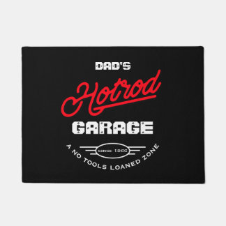 Paillasson Hotrod Garage Nom Neon Effet Dire Retro Noir