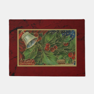 Paillasson Houx vintage de Noël et Bells argentées