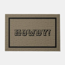 Howdy Western Rustic Welcome Mat | Grand mat de po
