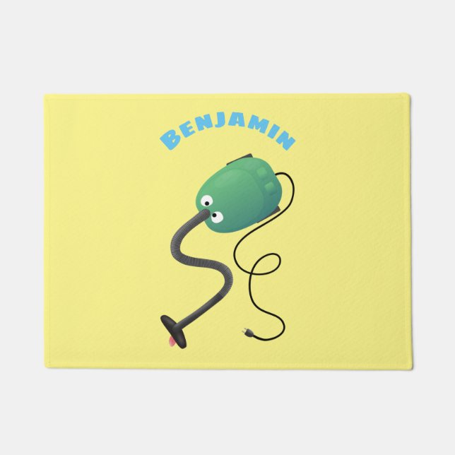 Paillasson Humour de dessin animé de l'aspirateur mignon (Devant)