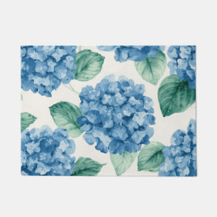 Paillasson Hydrangea Bleus Aquarelle Florale Botanique Florai