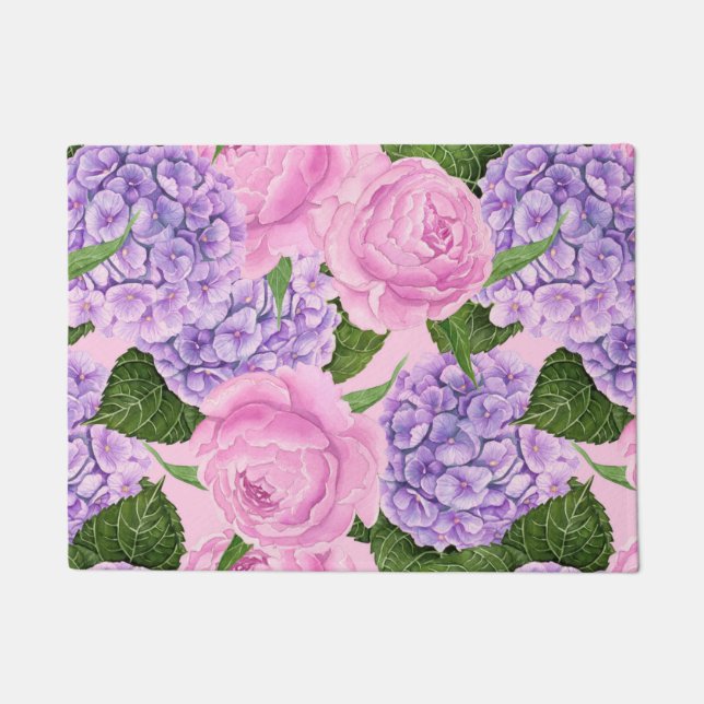Paillasson Hydrangea et motif de pivoine (Devant)