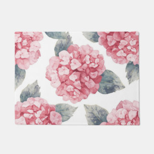 Paillasson Hydrangeas Roses Peinture Fleurs Aquarelle Florale