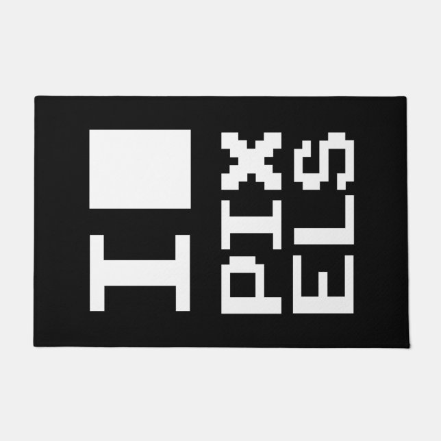 Paillasson I Love Pixels, design geek, art des pixels (Devant)