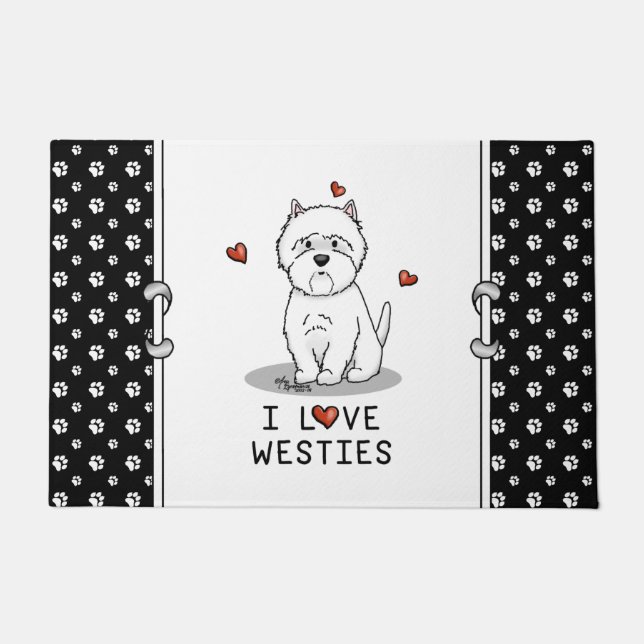 Paillasson I Love Westies - West Highland White Terriers (Devant)