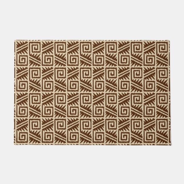 Paillasson Ikat Aztec Tribal, Chocolat Brown et Tan (Devant)