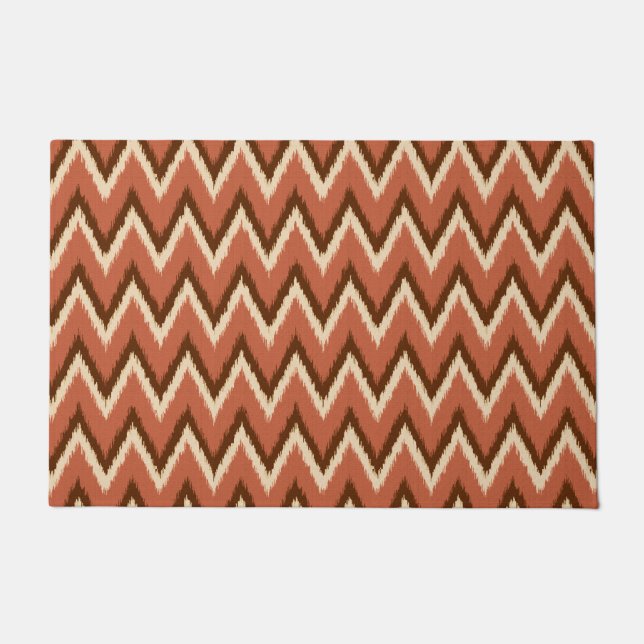 Paillasson Ikat Chevron Stripes, Rust, Brown et beige (Devant)