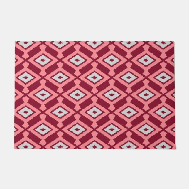 Paillasson Ikat Motif, Brown, Bourgogne, Gris et Cor (Devant)