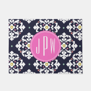 Paillasson Ikat + Natte rose de monogramme