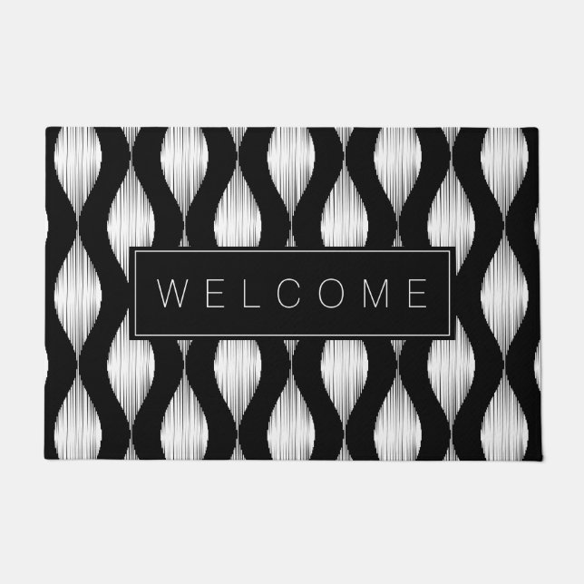 Paillasson Ikat textile motif personnalisé porte de bienvenue (Devant)