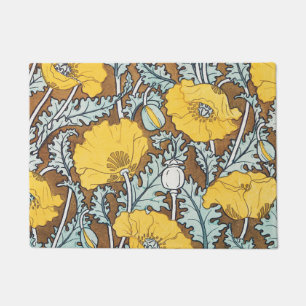 Paillasson illustration d'art pavot fleur jaune