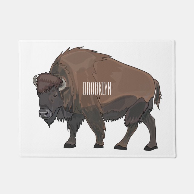 Paillasson Illustration de bison de dessin animé (Devant)
