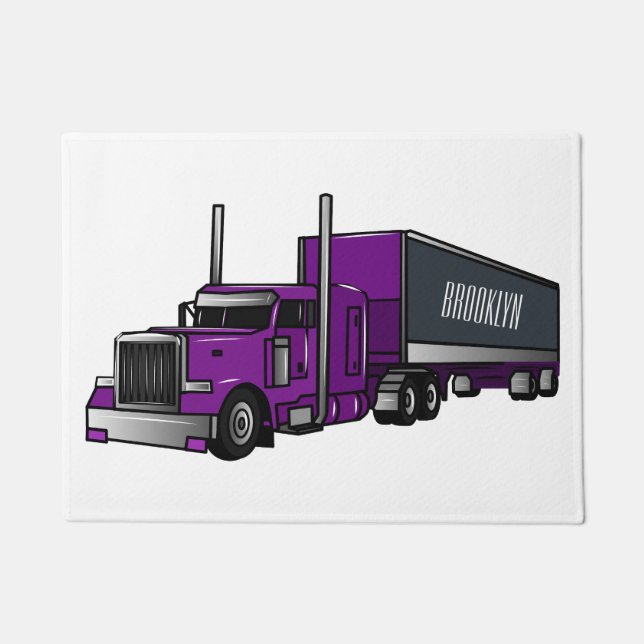 Paillasson Illustration de camion semi-remorque (Devant)