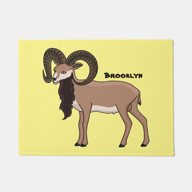 Paillasson Illustration de chèvre de Mouflon (Devant)