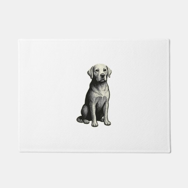 Paillasson Illustration de chien assis vintage (Devant)